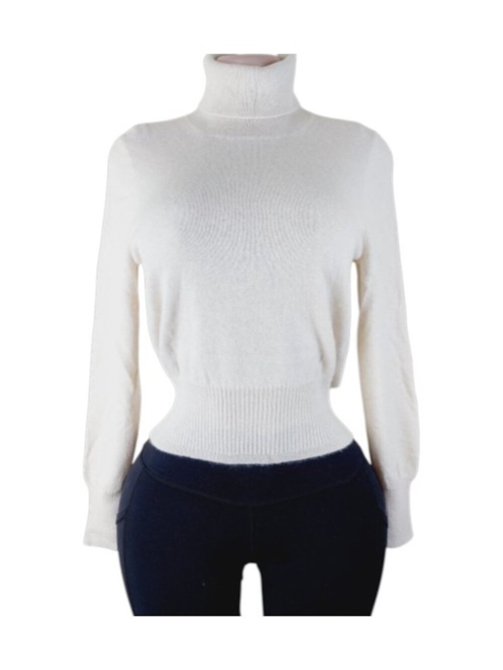 J Crew Women's Light Beige Cashmere Turtle Neck Rib Trim Sweater Size S